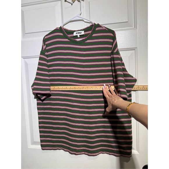 NWOT YMC Triple Stripe Short Sleeve Green & Red T-Shirt Tee Men's Medium - Picture 6 of 10